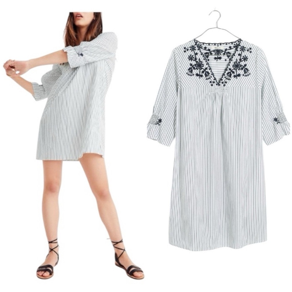 Madewell Black and White Striped Dress